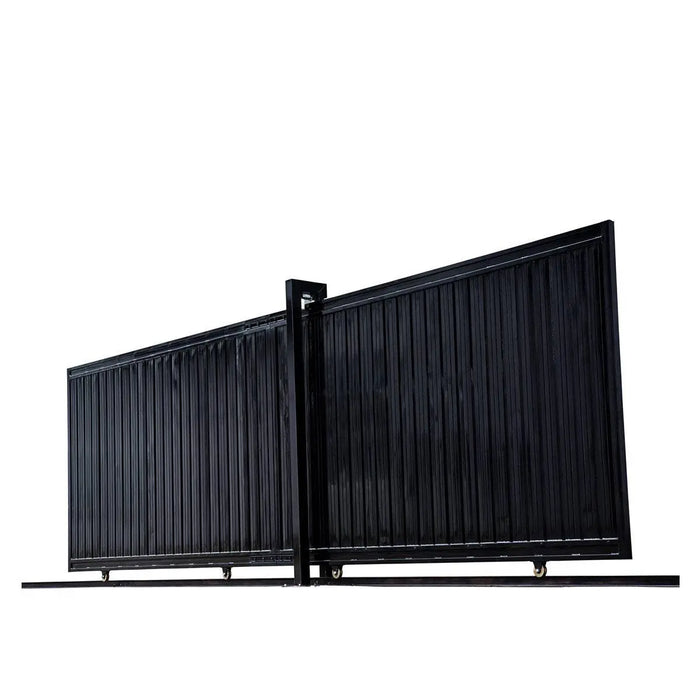 TMG Industrial 20-ft Driveway Privacy Sliding Wrought Iron Gate, Fully Welded Structure & Panels, In-Ground Rail Track, TMG-MGS20
