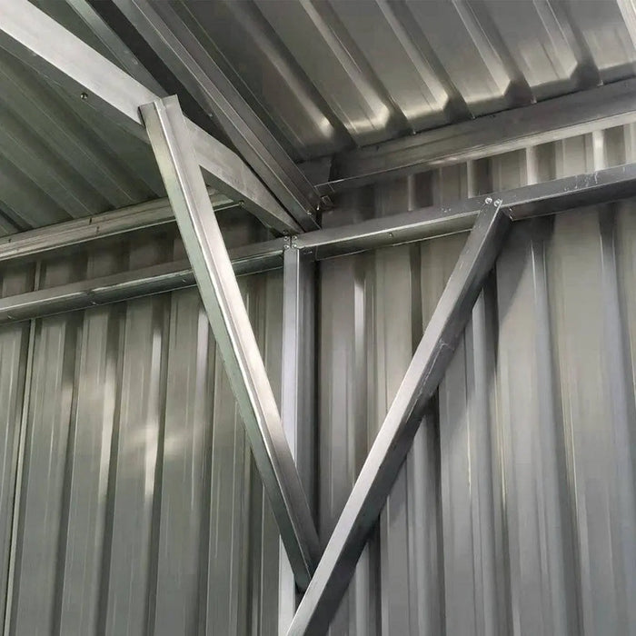 TMG Industrial 25’ x 25’ Double Garage Metal Barn Shed with Side Entry Door, 625 Sq-Ft Floor Space, 9’8” Eave Height, 27 GA Metal, Skylights, 3/12 Roof Pitch, TMG-MS2525 (Discontinued)