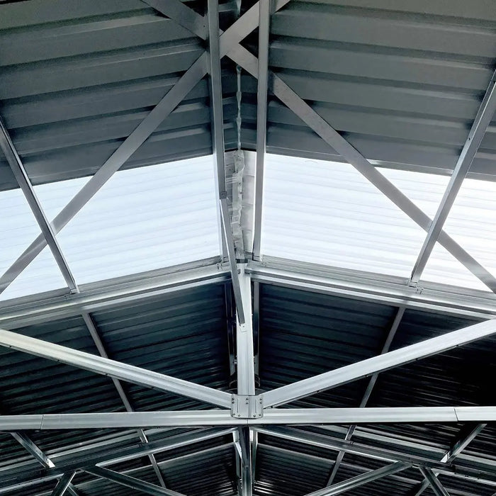 TMG Industrial 25’ x 33’ Double Garage Metal Barn Shed with Side Entry Door, 825 Sq-Ft Floor Space, 9’8” Eave Height, 27 GA Metal, Skylights, 4/12 Roof Pitch, TMG-MS2533 (Discontinued)