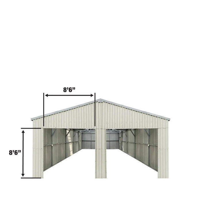 TMG Industrial 25’ x 33’ Double Garage Metal Barn Shed with Side Entry Door, 825 Sq-Ft Floor Space, 9’8” Eave Height, 27 GA Metal, Skylights, 4/12 Roof Pitch, TMG-MS2533 (Discontinued)