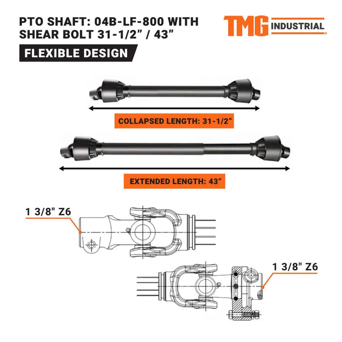 TMG Industrial 3-Point Hitch Firewood Branch Logger & 45° Adjustable Belt Conveyor, 20-60 HP Tractor, PTO Driveline Shaft Included, TMG-TFL42