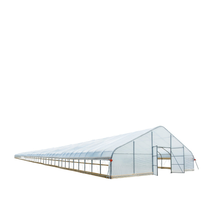 TMG Industrial 30’ x 150’ Tunnel Greenhouse Grow Tent w/6 Mil Clear EVA Plastic Film, Cold Frame, Hand Crank Roll-Up Sides, Peak Ceiling Roof, TMG-GH30150-O