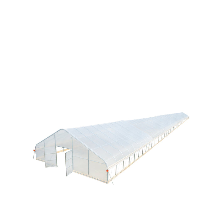 TMG Industrial 30’ x 150’ Tunnel Greenhouse Grow Tent w/6 Mil Clear EVA Plastic Film, Cold Frame, Hand Crank Roll-Up Sides, Peak Ceiling Roof, TMG-GH30150-O