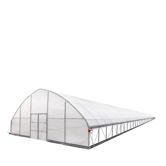 TMG Industrial 30’ x 150’ Tunnel Greenhouse Grow Tent w/6 Mil Clear EVA Plastic Film, Cold Frame, Hand Crank Roll-Up Sides, Peak Ceiling Roof, TMG-GH30150