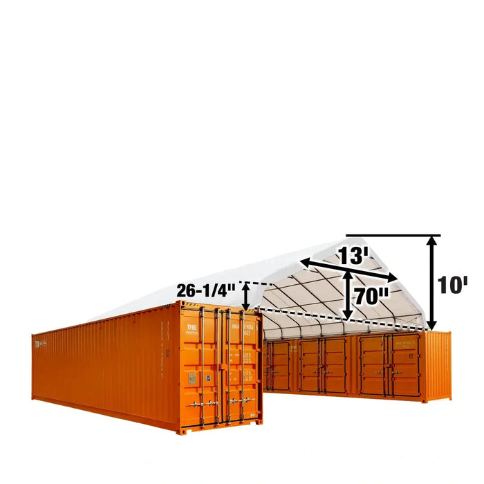 TMG Industrial 30' x 40' PE Fabric Pro Series Container Peak Roof Shelter, Fire Retardant, Water Resistant, UV Protected, TMG-ST3041CE(Previously TMG-ST3040CE)