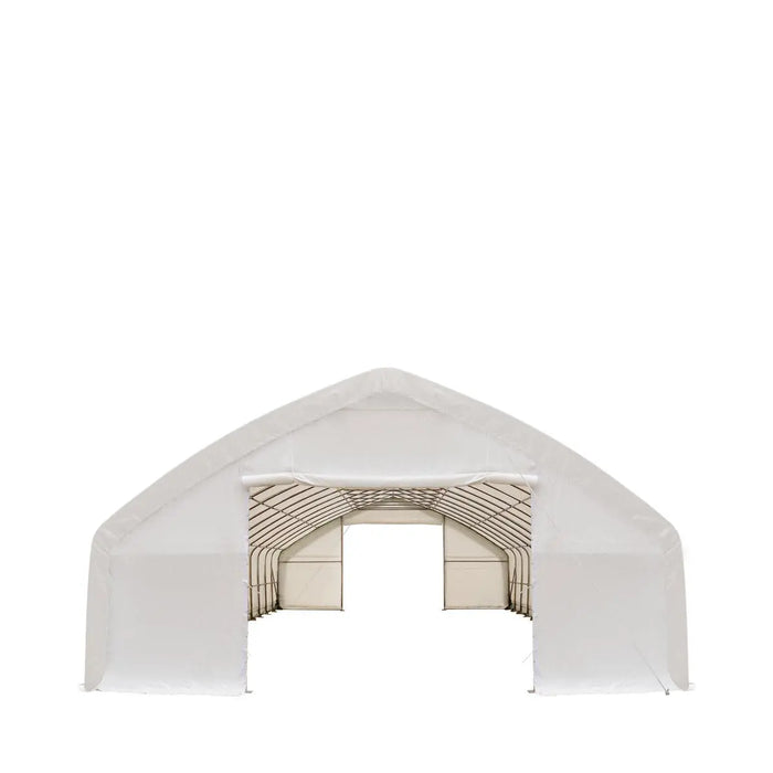 TMG Industrial 30' x 70' Straight Wall Peak Ceiling Storage Shelter with Heavy Duty 11 oz PE Cover & Drive Through Doors, TMG-ST3070E(Previously ST3070)