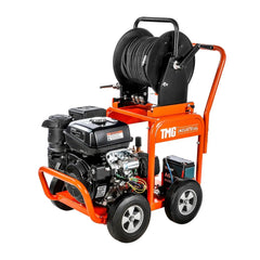 Rioleringsreinigingsmachine met een druk van 3600 PSI, voorzien van een 14 pk Kohler benzinemotor en een slanghaspel van 60 meter (TMG-GWJ36).