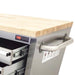 TMG Industrial 48” Stainless Steel Rolling Workbench, Rubberwood Tabletop, Lockable Drawers and Cabinet, Locking Wheels, TMG-WB4804S