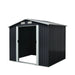 TMG Industrial 6’ x 8’ Galvanized Apex Roof Metal Shed, 29 GA Corrugated Metal, 67” Edge Height, TMG-MS0608