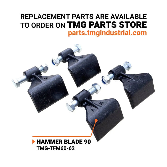 TMG Industrial 60” Flail Mower, 3-Point Hitch, 30-60 HP Tractor, PTO Drive Shaft, TMG-TFM60