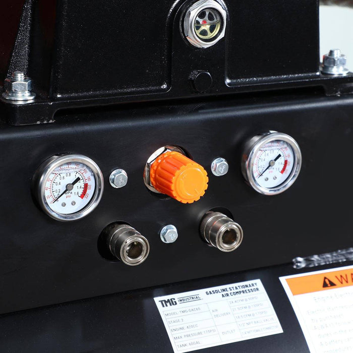 TMG Industrial 60 Gallon 2-Stage Truck Mounted Air Compressor, 14 HP LONCIN G420F Engine, Horizontal Tank, 18.5 CFM @ 175 PSI, TMG-GAC65