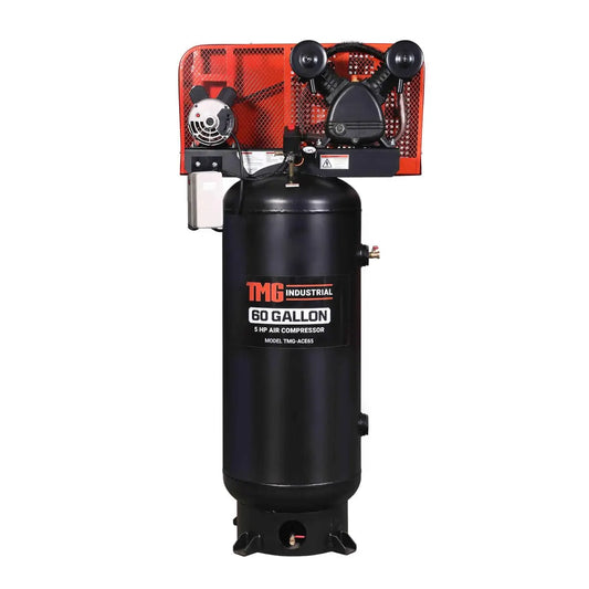 TMG Industrial 60 Gallon 5 HP Stationary Electric Air Compressor, 5 Min Fill Time, 230V Induction Motor, Vertical Tank, TMG-ACE65