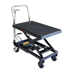 Mobiele schaarheftafel van 300 kg, hefhoogte 76 cm, bediening met voetpedaal, met rubber bekleed tafelblad, TMG-ALS03