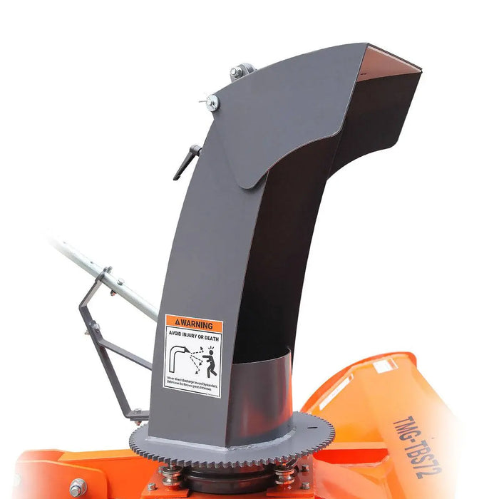 TMG Industrial 72” 3-Point Hitch Snow Blower, 25-90 HP, 24” Diameter Impeller, 360° Snow Chute, CAT 1 & CAT 2 Suspension, TMG-TBS72