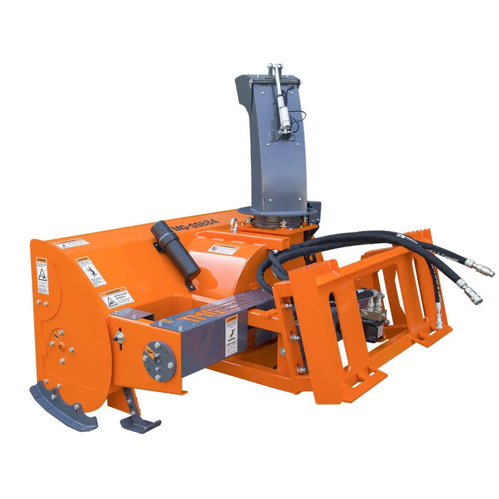 TMG Industrial 84” Skid Steer Snow Blower 45-75 HP Loader Required, 24” Diameter Impeller, 360° Motor Driven Snow Chute, TMG-SSB84