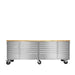 TMG Industrial 96” Stainless Steel Rolling Workbench, Rubberwood Tabletop, 24 Lockable Drawers, Locking Wheels, TMG-WB9624S