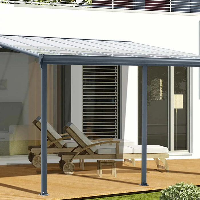 TMG Industrial Aluminum Patio Cover 10’ x 16’ with Clear Panels, TMG-LPC16