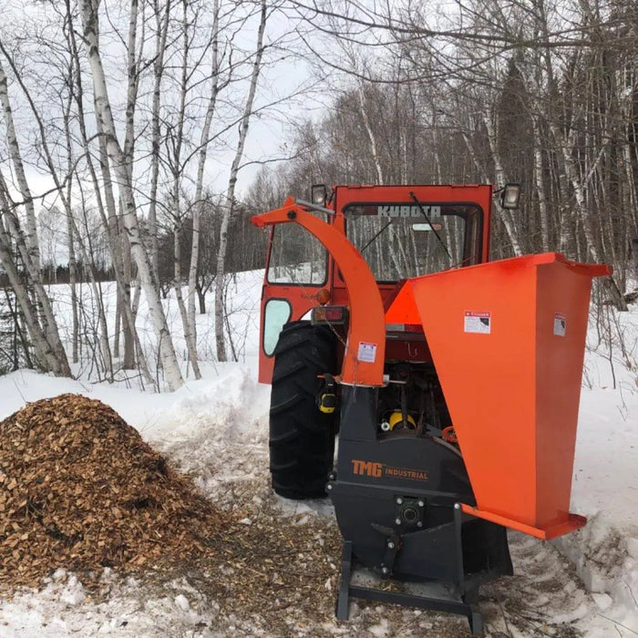 TMG Industrial Compact 3-Point Wood Chipper, 6" Chipping Capacity, Category 1 Hookup, 30-75 HP Tractor, PTO Shaft Included, TMG-WC65