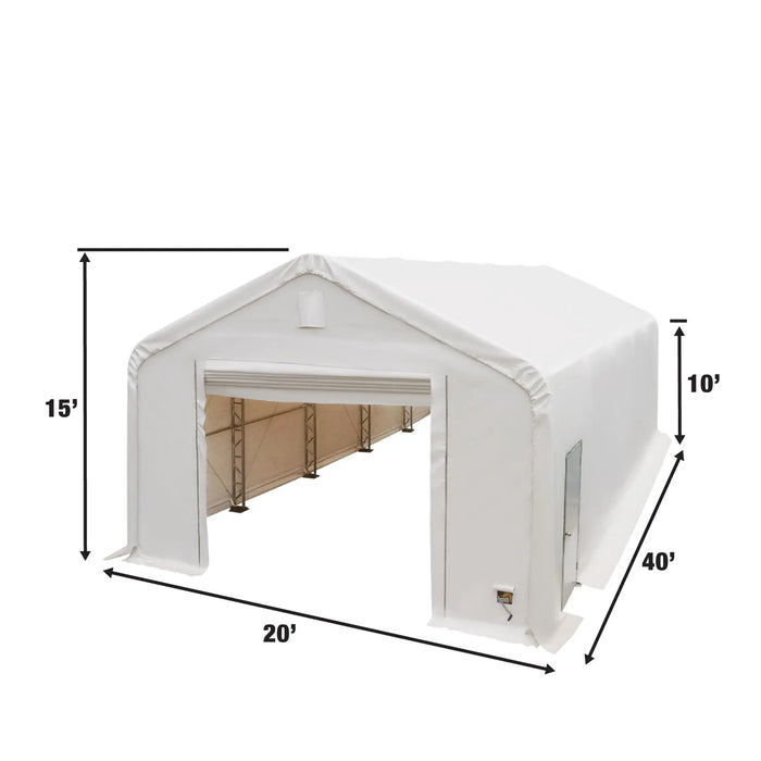 TMG Industrial Pro Series 20' x 40' Dual Truss Storage Shelter with Heavy Duty 17 oz PVC Cover & Drive Through Doors, TMG-DT2041-PRO