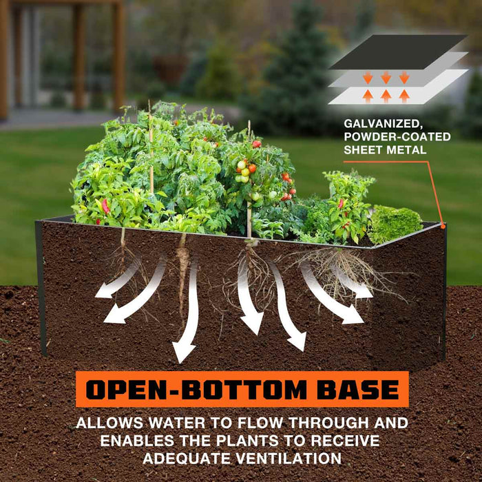 TMG Industrial Rectangular Metal Raised Garden Bed, 79” Bed Planting, Garden Planter, Galvanized & Powder Coated, TMG-MGB79