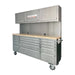 TMG Industrial Stainless Steel 72” Rolling Workbench Cabinet Combo, 15 Lockable Drawers, Wall-Mounted Cabinets, Pegboard, Adjustable Shelving, TMG-WBC72S