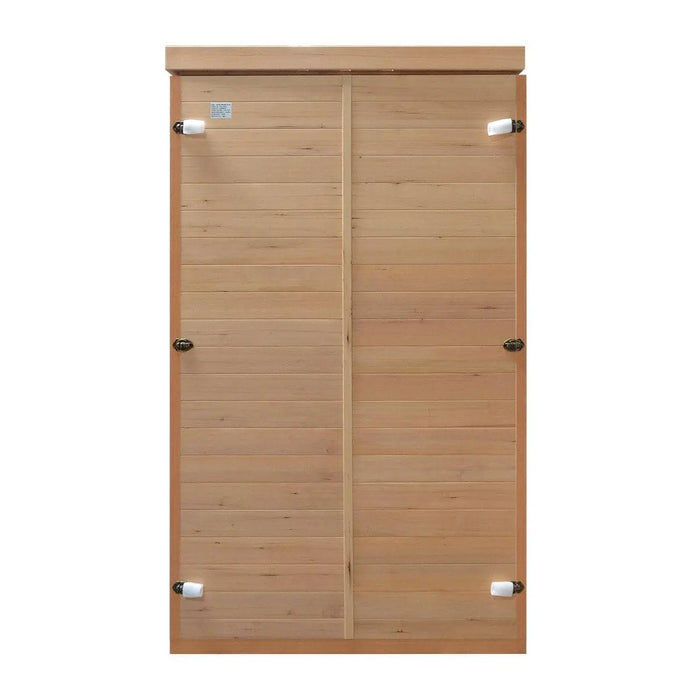 TMG LIVING 1-2 Person Indoor FAR Infrared Sauna Room, Natural Canadian Hemlock, Bluetooth Speakers, Tempered Glass Door, TMG-LSN10