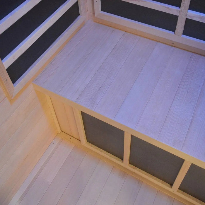 TMG LIVING 1-2 Person Indoor FAR Infrared Sauna Room, Natural Canadian Hemlock, Bluetooth Speakers, Tempered Glass Door, TMG-LSN10