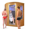 TMG LIVING 3-persoons hoeksauna met infraroodverlichting, gemaakt van natuurlijk Canadees hemlockhout, met Bluetooth-luidsprekers en een deur van gehard glas, TMG-LSN40