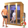 TMG LIVING Infraroodsauna voor 3 personen, gemaakt van natuurlijk Canadees hemlockhout, met Bluetooth-luidsprekers en een deur van gehard glas, TMG-LSN30