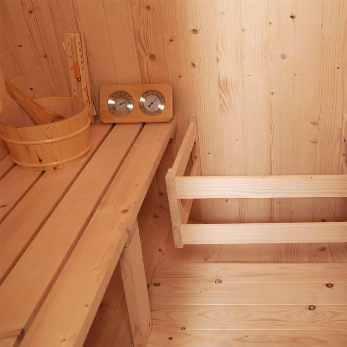 TMG LIVING Outdoor White Pine Barrel Sauna, Three Person, Tempered Glass Door, TMG-LSN41