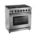 TMG Living Kitchen 36” Freestanding Gas Convection Range, Commercial Convection Fan, 3-Layered Glass Window, 9000-18500 BTU, TMG-HRG36
