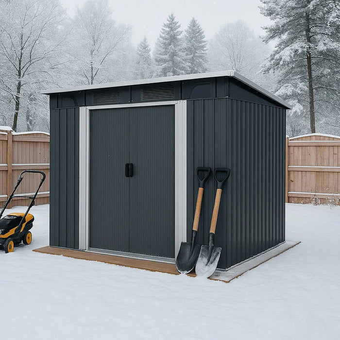 8’ x 9’ Galvanized Metal Pent Shed w/Skylight, 29 GA Corrugated Metal, 80" Peak Ceiling, TMG-MS0809P - TMG Industrial