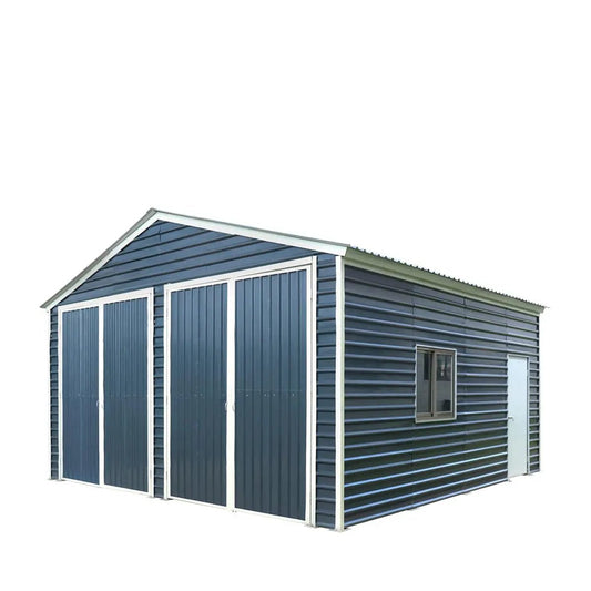 TMG Industrial 20’ x 20’ Metal Garage Shed with 9' High Double Front Doors, 13' Peak Height, Side Entry Door, 400 Sq-Ft Floor Space, TMG-MS2020