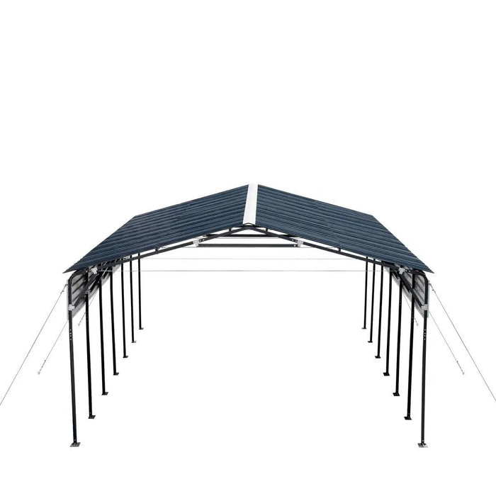 TMG Industrial 20’ x 30’ Metal Shed Carport, 10’ Open Sidewalls, 600 Sq-Ft, 27 GA Corrugated Panels, TMG-MSC2030