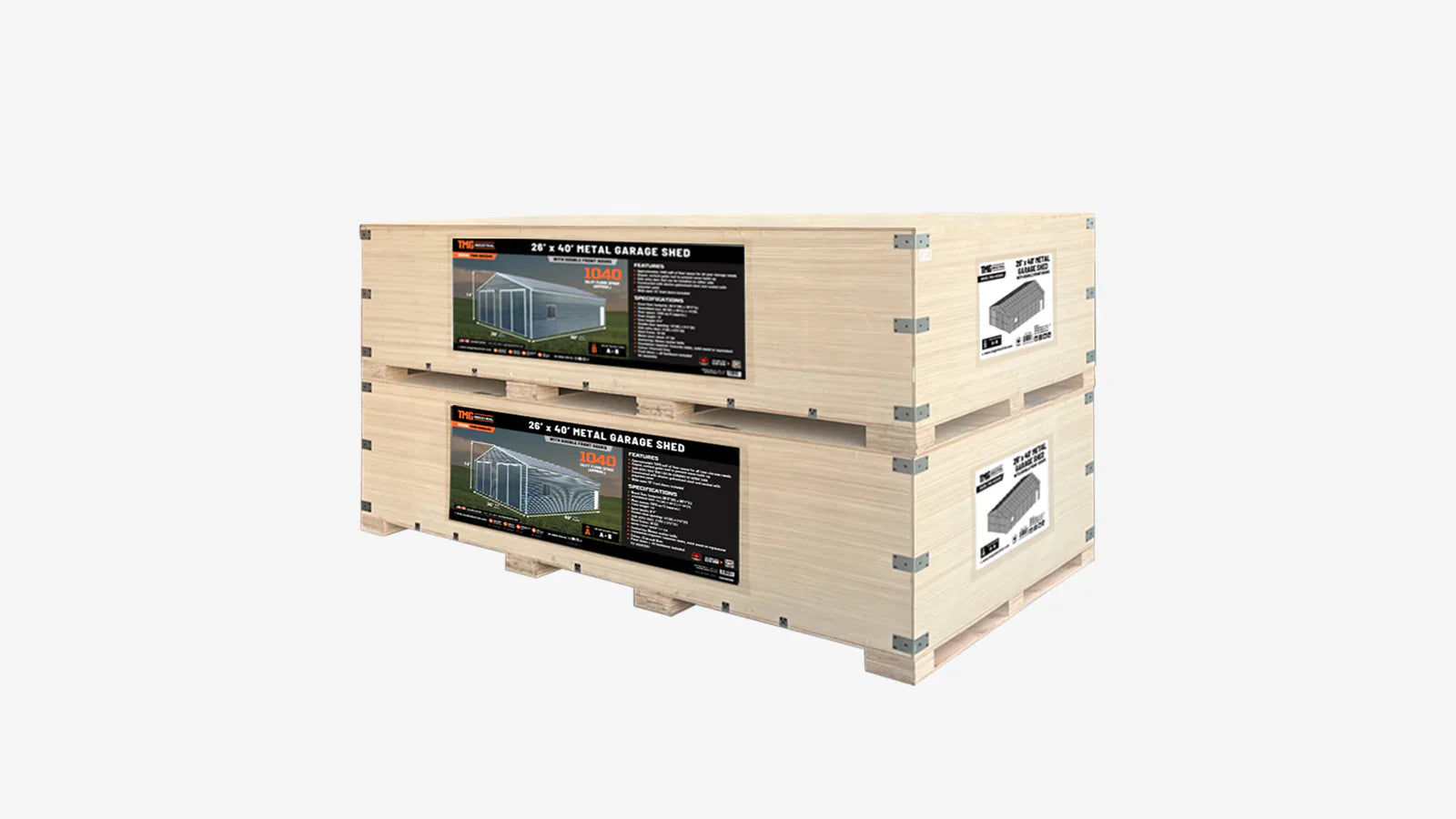 8 x 12 m Metal Garage Shed with Double Front & Side Doors, 4.3 m Peak Height, TMG-MS2640-shipping-info-image