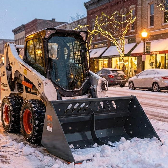 Heavy-Duty 60" Skid Steer Snow/Mulch Bucket, Bolt-On Cut Edge, 1500-lb Weight Capacity, Universal Quick Mount, TMG-SN60 TMG Industrial