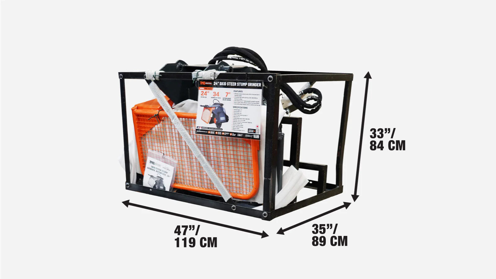 Stompfrees voor schranklader, rotordiameter 24 inch, 7 inch snijdiepte, tanden van hardmetaal, TMG-SSG25-shipping-info-image
