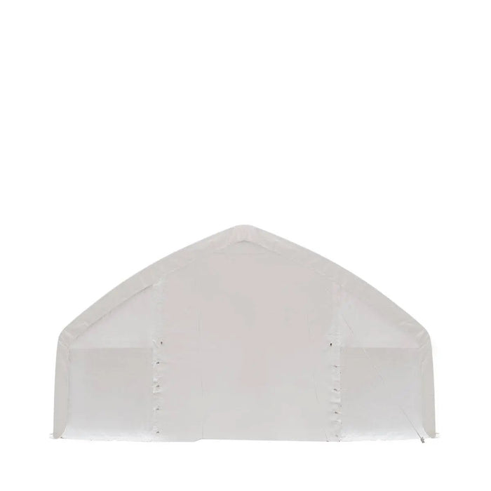 TMG Industrial 30' x 50' Straight Wall Peak Ceiling Storage Shelter with Heavy Duty 17 oz PVC Cover & Drive Through Doors, TMG-ST3050V