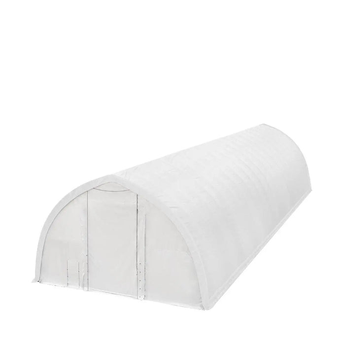 TMG-ST4081V 40' x 80' Peak Ceiling Storage Shelter, Single Truss, 17oz Commercial Grade PVC Cover, 13' Wx 16' H Wide Open Door on Two End Walls (Discontinued)