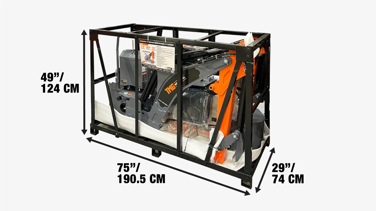 Graafmachine met zwenkarm van 2,4 meter, 180° draaibare giek en bak, inclusief 30 cm bak TMG-TBH88-shipping-info-image