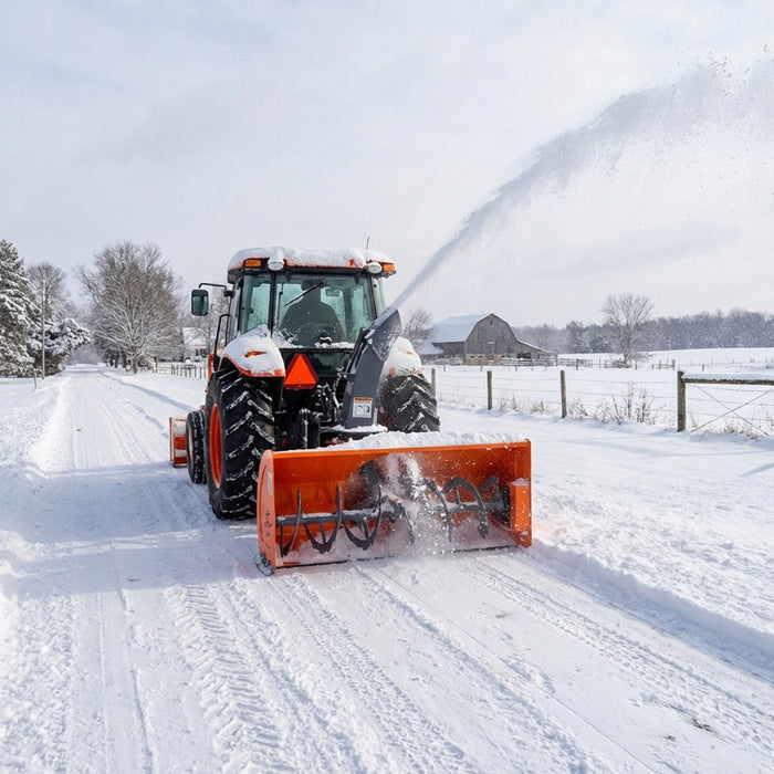 84" 3-Point Hitch Snow Blower, 25-90 HP, 24" Diameter Impeller, 360° Snow Chute, CAT 1 & CAT 2 Suspension, TMG-TBS84 TMG Industrial