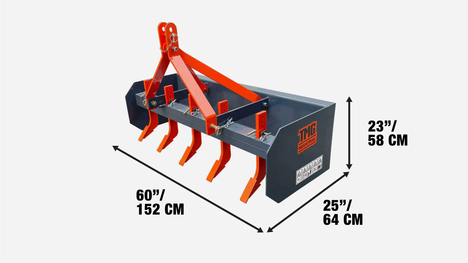 60 inch zware boxschraper met rippertanden – Geschikt voor tractoren van 18-35 pk TMG-TLS60 -specifications-image