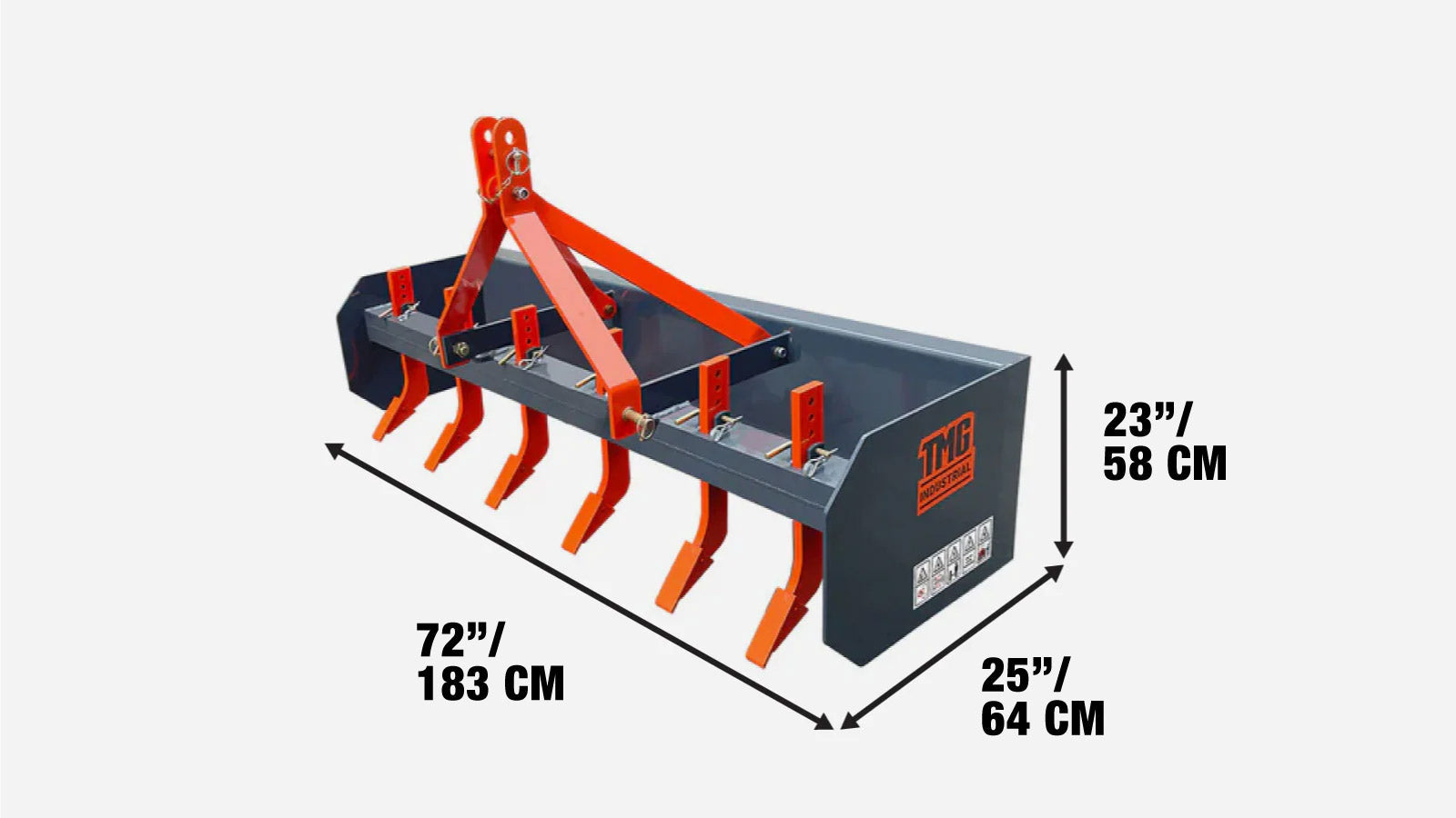 72 inch zware boxschraper met rippertanden – Geschikt voor tractoren van 25-50 pk TMG-TLS72 -specifications-image