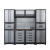 2.4m Steel Garage Cabinet with Workbench, Pegboard and LED Lighting, TMG-WBM08
