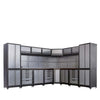 3.5m+2.6m L-Shaped Steel Garage Cabinet with Workbench, Pegboard and LED Lighting, TMG-WBM15
