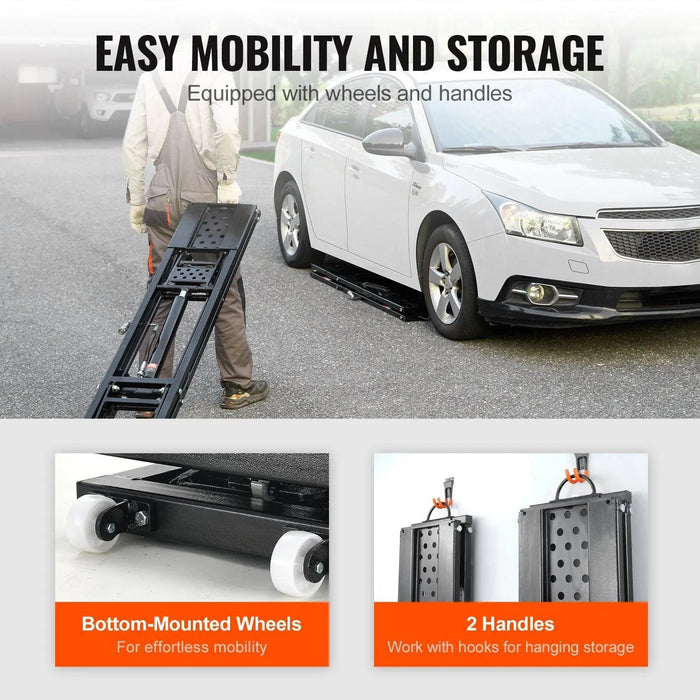 VEVOR Car Lift, 25.6" Max. Height, 5,000 LBS Capacity Portable Car Lift, with Extended-Length Plates, Heavy-duty Carbon Steel Truck Lift with 120V Power Unit, Auto Car Jack Lifts for Home Garage Shop, DOBA-ALT5000