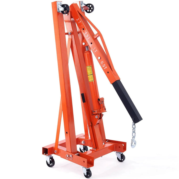 VEVOR Hydraulic Engine Hoist with Lever, 2 Ton/4400 LBS Heavy-duty Cherry Picker Shop Crane, Foldable Engine Crane and Engine Hoist leveler for Auto Repair, Motors, Weights Lifting, Loading, DOBA-HHL2