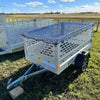 Variant 7’ Heavy Duty Utility Tilt Trailer with Extended Mesh Sides & Net Cover, Removable Tailgate, 4.2’x7’ Tilt Bed, MFR #: S205Tiltmesh, Made in Canada, TMG-VT2401