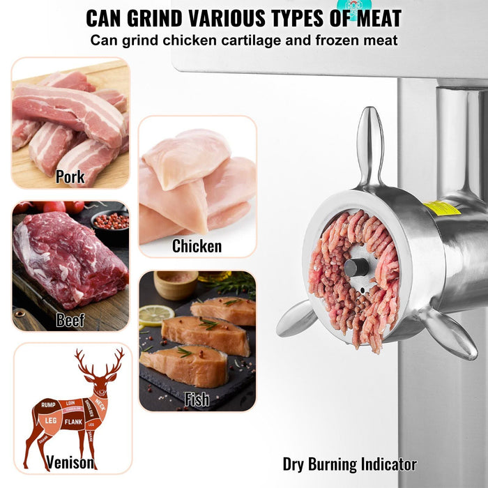 Commercial Electric Meat Grinder, 36.7 lbs/min Grinding Capacity, Industrial Cabinet Design, Heavy-Duty Construction, DOBA-MG36