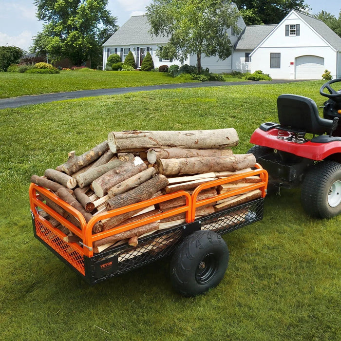Stalen kipperaanhanger van 1500 lbs, inhoud 15 kubieke voet, afneembare zijwanden, te trekken achter maaiers/tractoren/quads, DOBA-DT1500